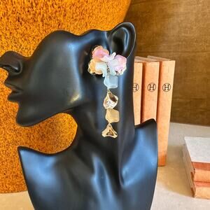 Gold and Pastel Floral Earring- luxurious wedding, bridesmaid, baby shower, Cute